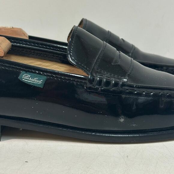NWOT Paraboot Black Patent Leather Loafer Veritable Mocassin Cousu Main US 7 main image 9